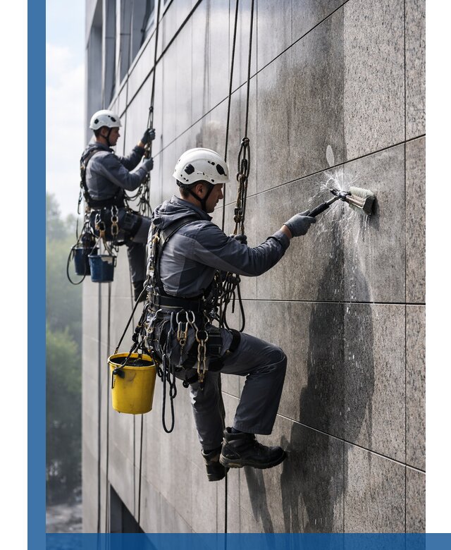 Профессиональная мойка фасада из керамогранита в Сатке