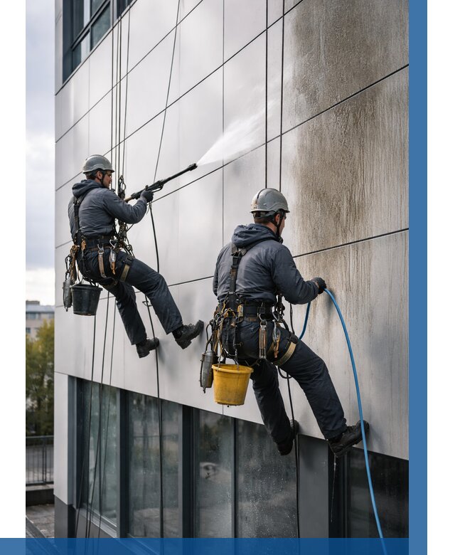 Мойка фасада из композита в Сатке по цене от 310 р. | ВЫСОТНИК-Стк