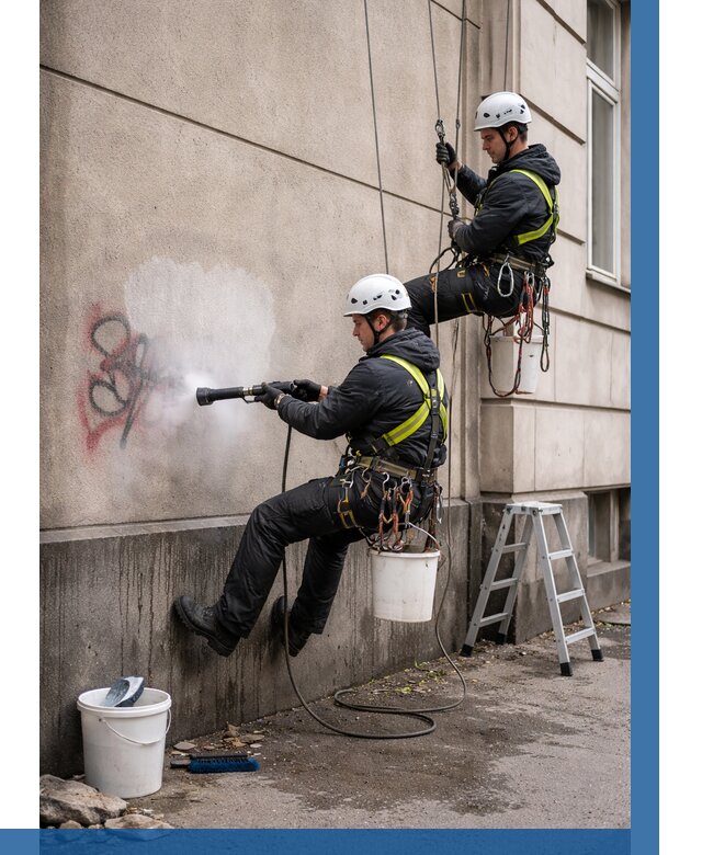 Удаление граффити с фасада в Сатке от 4655 р. | ВЫСОТНИК-Стк