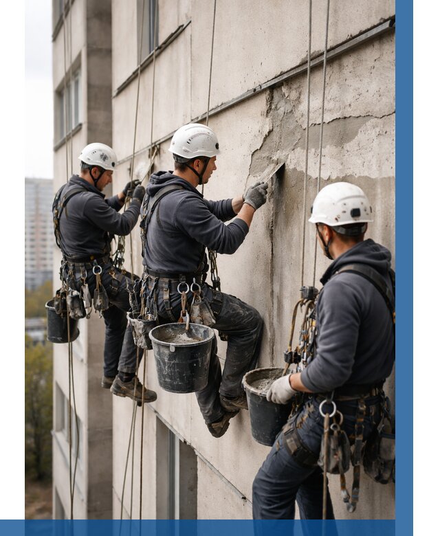 Ремонт бетонных элементов фасада в Сатке от 2586 р. | ВЫСОТНИК-Стк