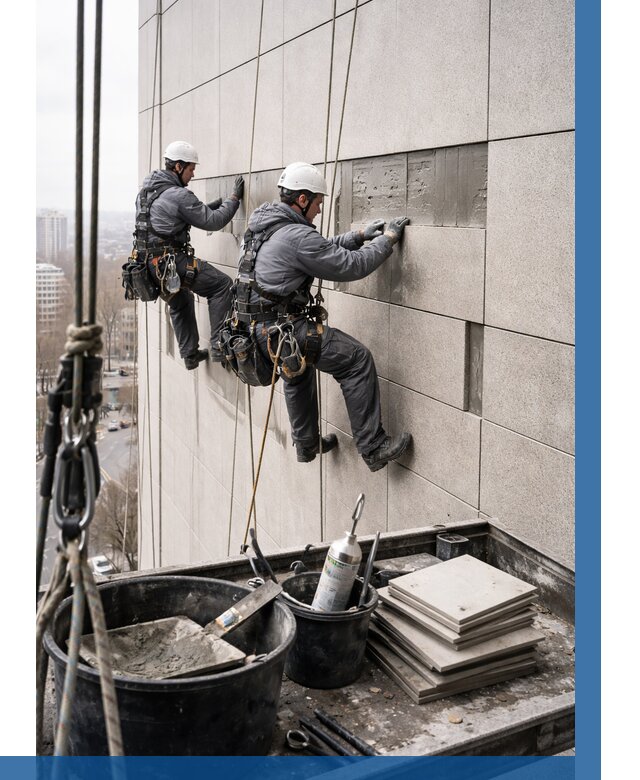 Ремонт фасада из керамогранита в Сатке от 2586 р. | ВЫСОТНИК-Стк