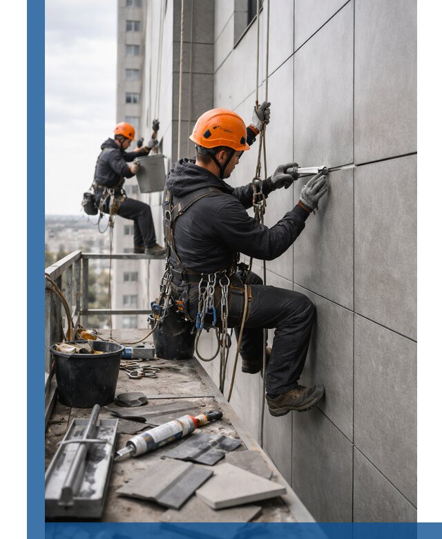 Профессиональный ремонт фасада из керамогранита в Сатке