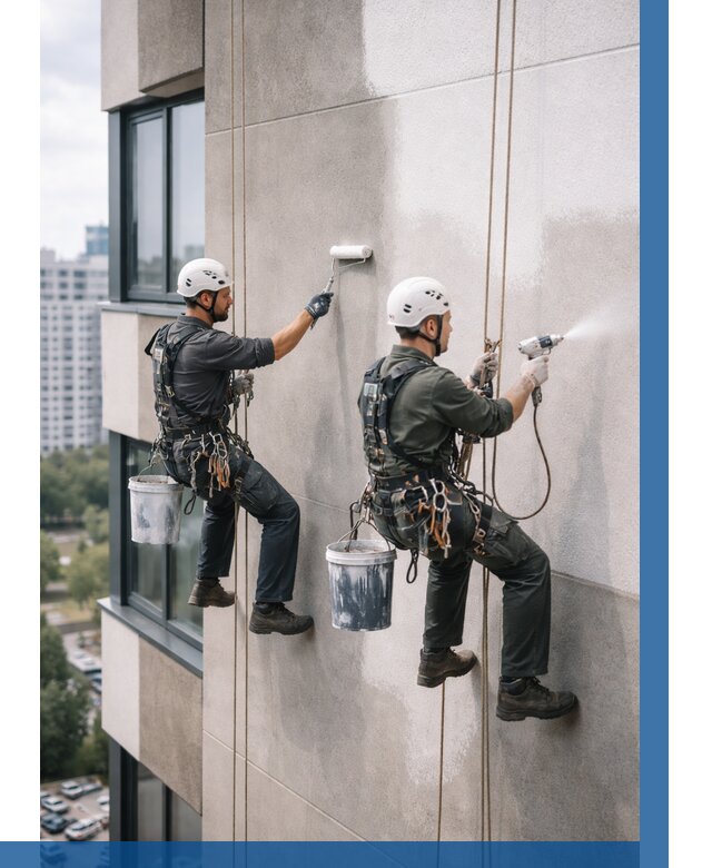 Покраска фасада альпинистами в Сатке от 310 р. | ВЫСОТНИК-Стк