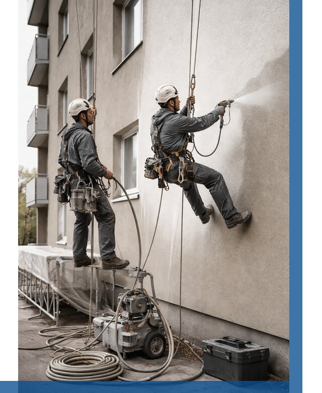 Безвоздушная покраска фасада в Сатке от 228 р/м² | ВЫСОТНИК-Стк