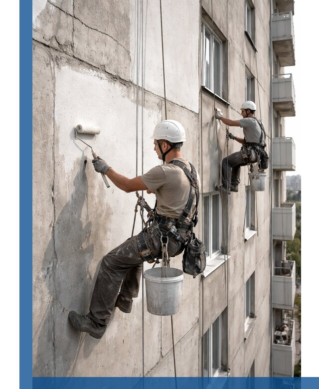 Покраска бетонного фасада в Сатке для жилых и промышленных объектов