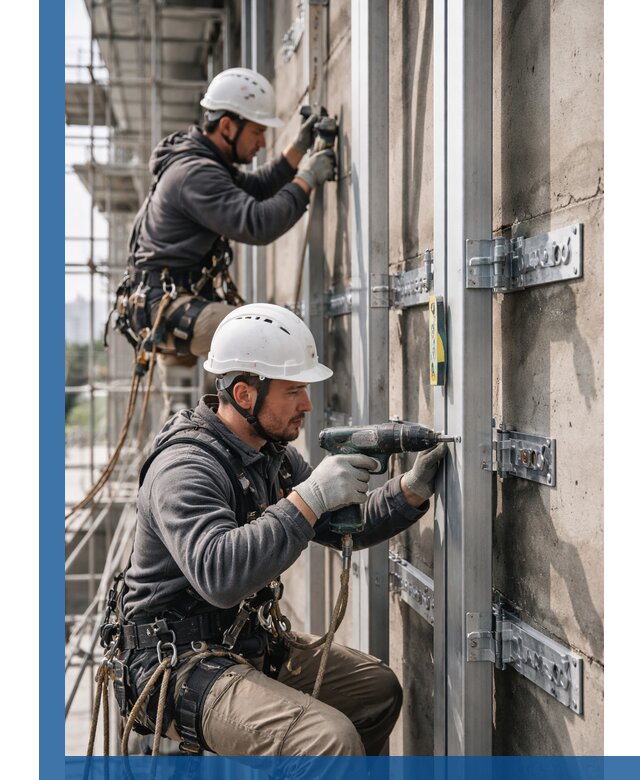 Монтаж и крепление подсистемы вентфасада в Сатке