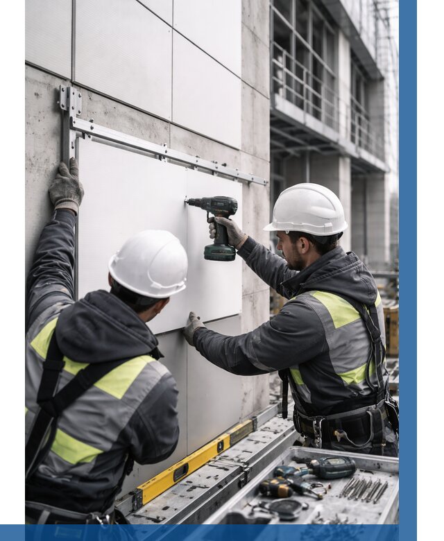 Монтаж композитных панелей фасада в Сатке от 2586 р. | ВЫСОТНИК-Стк