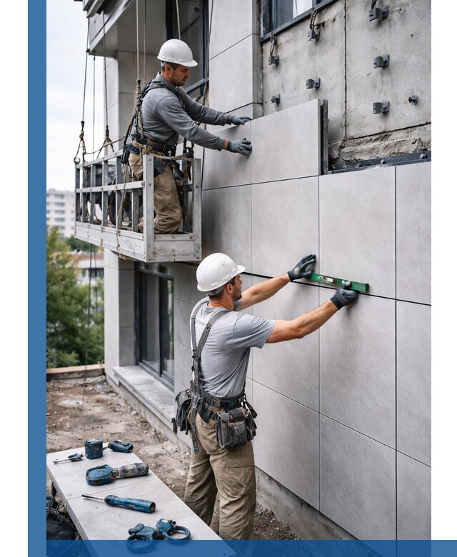 Монтаж керамогранита на фасад в Сатке под ключ с гарантией качества