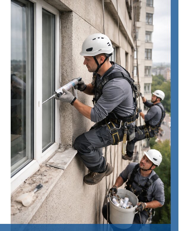 Герметизация оконных швов снаружи в Сатке от 1552 р. | ВЫСОТНИК-Стк