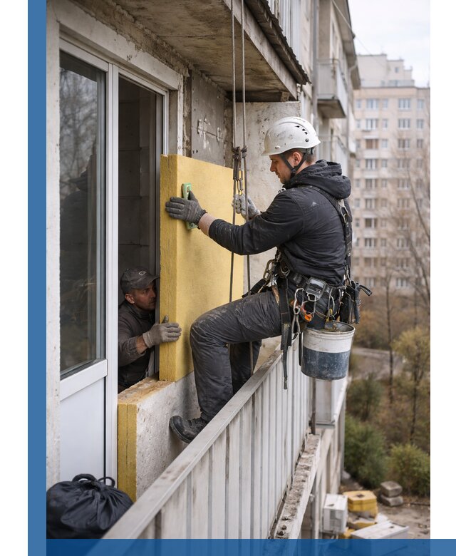 Профессиональное утепление балкона снаружи в Сатке под ключ