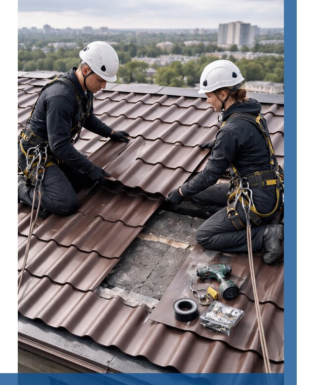 Ремонт металлочерепицы на крыше в Сатке от 931 р. | ВЫСОТНИК-Стк