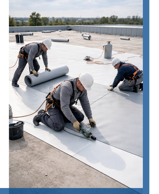 Монтаж мембранной кровли под ключ в Сатке от 1241 р. | ВЫСОТНИК-Стк