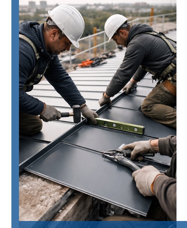 Монтаж фальцевой кровли в Сатке для промышленных зданий