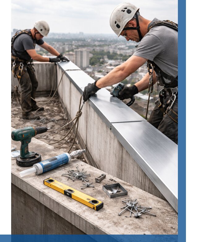 Монтаж парапетных крышек в Сатке от 828 р. | ВЫСОТНИК-Стк