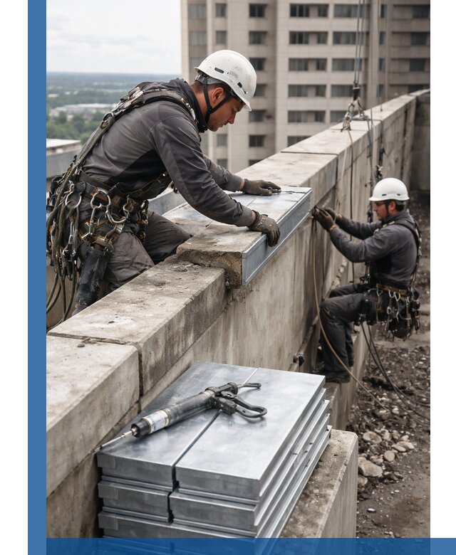 Замена парапетных крышек и установка новых в Сатке