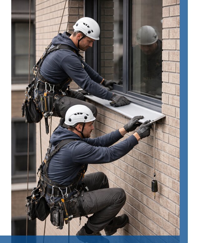 Монтаж оконных отливов под ключ в Сатке от 3620 р. | ВЫСОТНИК-Стк