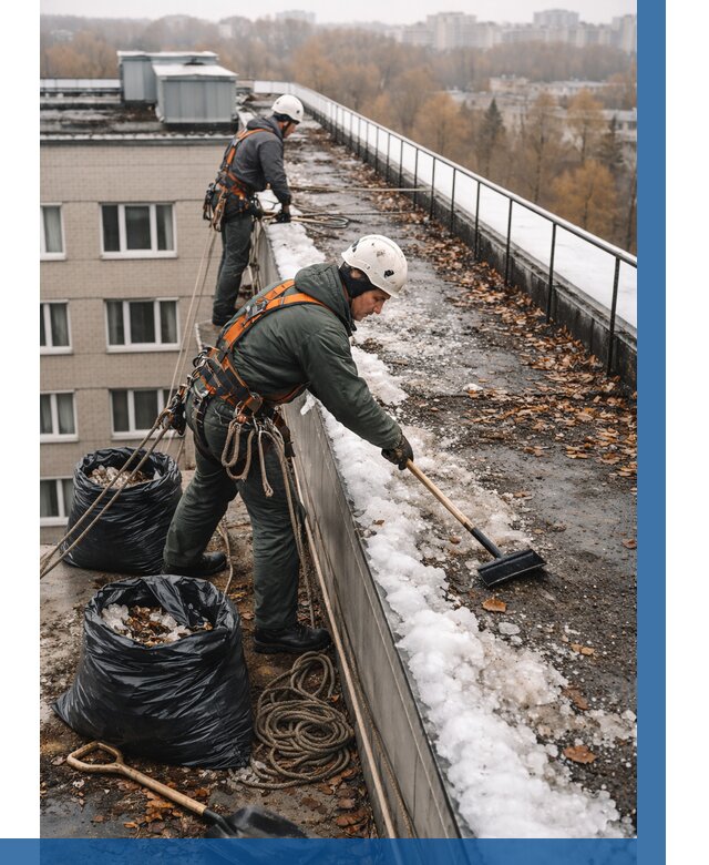 Очистка кровли по периметру в Сатке от 569 р. | ВЫСОТНИК-Стк