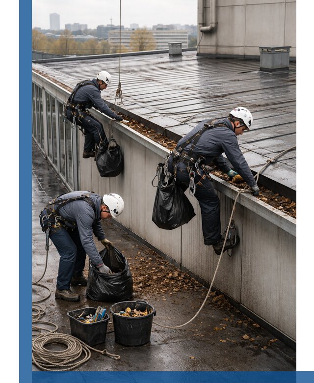 Очистка кровли по периметру в Сатке силами промышленных альпинистов