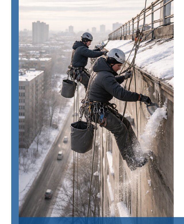 Очистка карнизов от снега в Сатке профессионально и безопасно