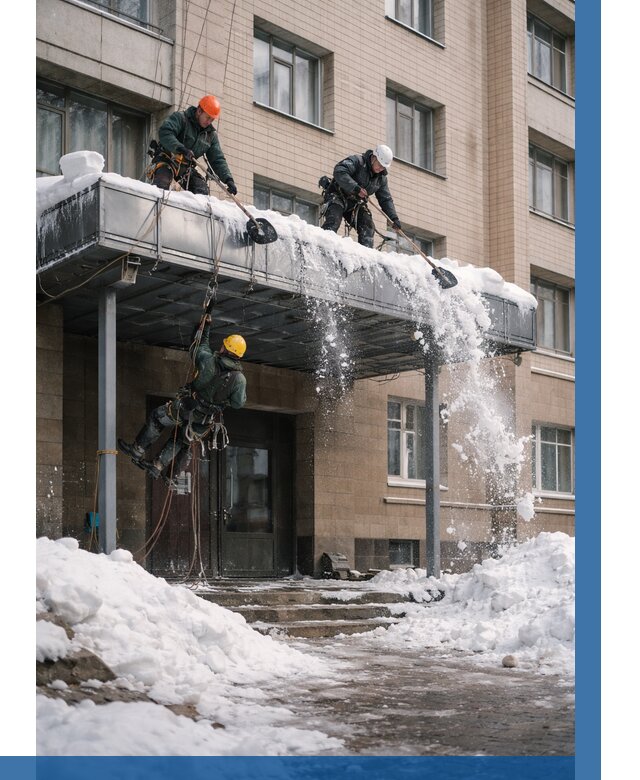 Очистка козырьков от снега в Сатке от 3620 р. | ВЫСОТНИК-Стк