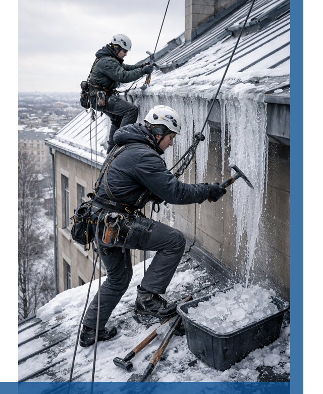 Удаление наледи с кровли в Сатке от 5689 р. | ВЫСОТНИК-Стк