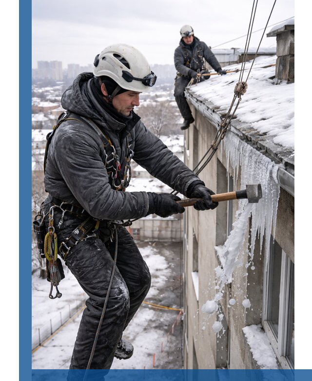 Сбивание и удаление сосулек с крыши в Сатке безопасно