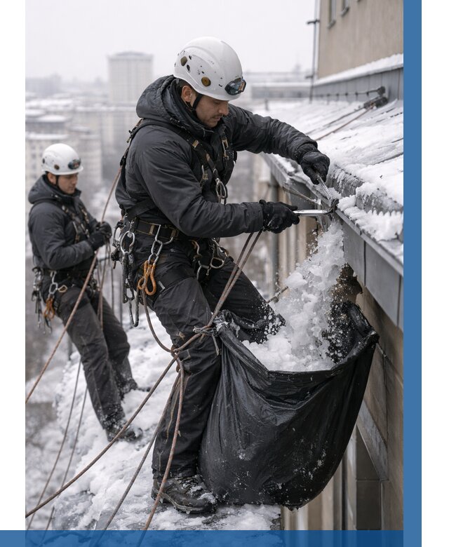 Аварийная очистка крыши в Сатке под ключ от 310 р. | ВЫСОТНИК-Стк