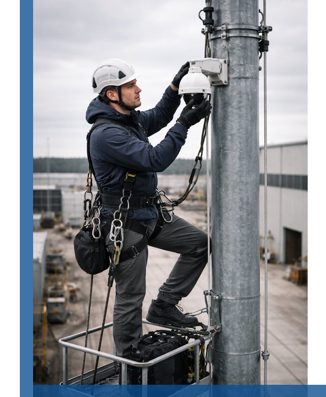 Профессиональная установка видеокамер на мачте в Сатке