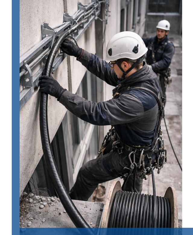 Протяжка кабеля питания на высоте в Сатке с гарантией безопасности и качества