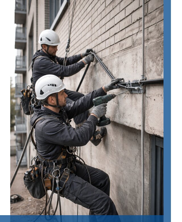 Крепление кабеля на фасаде в Сатке от 362 р. | ВЫСОТНИК-Стк