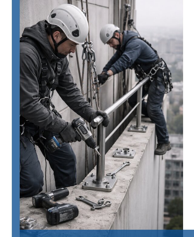 Монтаж перил на высоте в Сатке для жилых и промобъектов