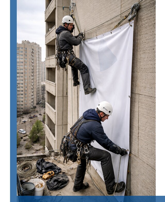 Профессиональный монтаж баннеров на фасаде в Сатке