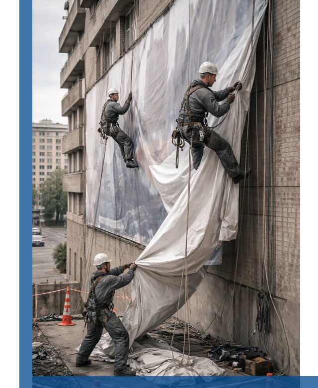 Демонтаж баннеров с фасада в Сатке оперативно и безопасно