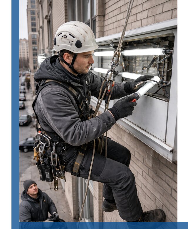 Профессиональная замена ламп в наружной вывеске в Сатке
