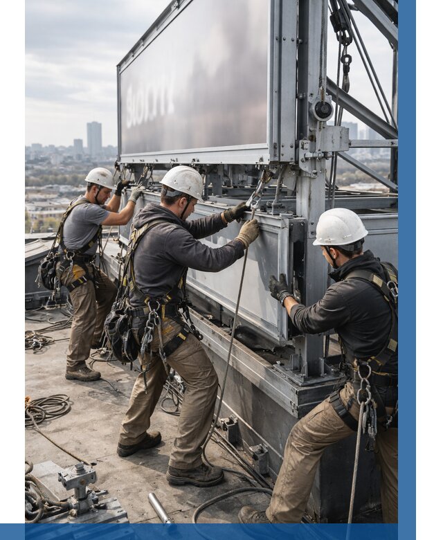 Монтаж крышной рекламной конструкции в Сатке от 62064 р.|ВЫСОТНИК-Стк