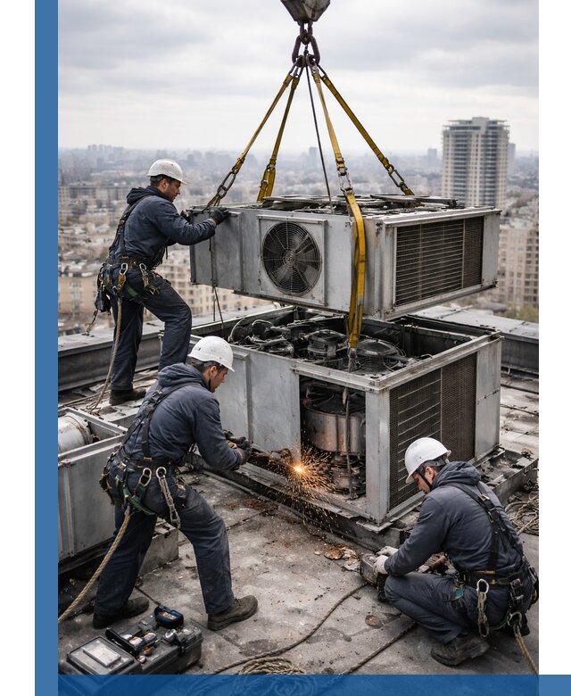 Демонтаж крышной установки в Сатке любой сложности