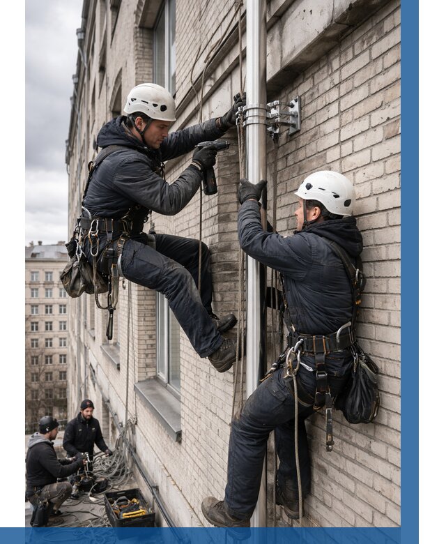 Монтаж флагштока на здании в Сатке от 6724 р. | ВЫСОТНИК-Стк