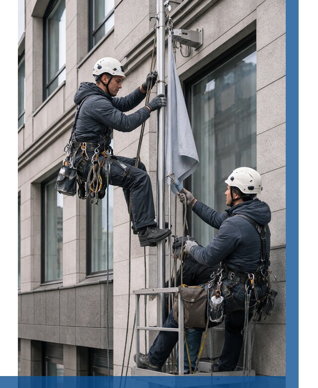 Установка флагов на фасаде в Сатке от 4655 р. | ВЫСОТНИК-Стк