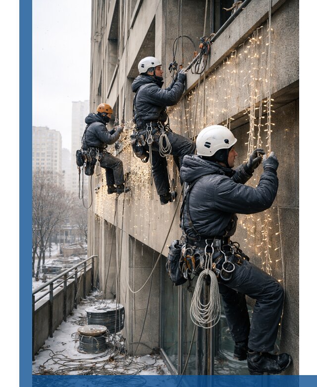 Монтаж новогодней иллюминации и украшение фасадов в Сатке