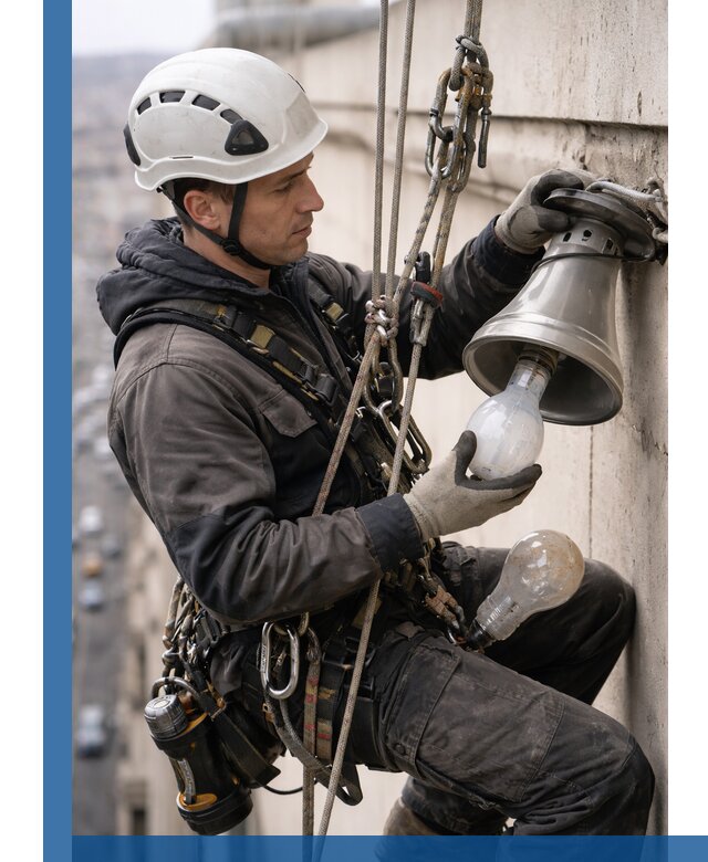 Замена ламп на высоте в Сатке профессионально и быстро