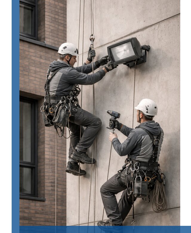 Профессиональный монтаж фасадных прожекторов в Сатке под ключ