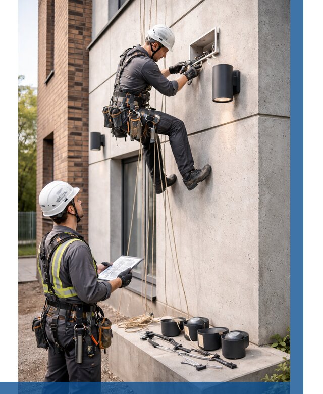 Монтаж фасадного освещения в Сатке от 2586 р. | ВЫСОТНИК-Стк