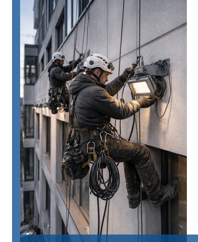 Монтаж фасадного освещения в Сатке установка и подключение