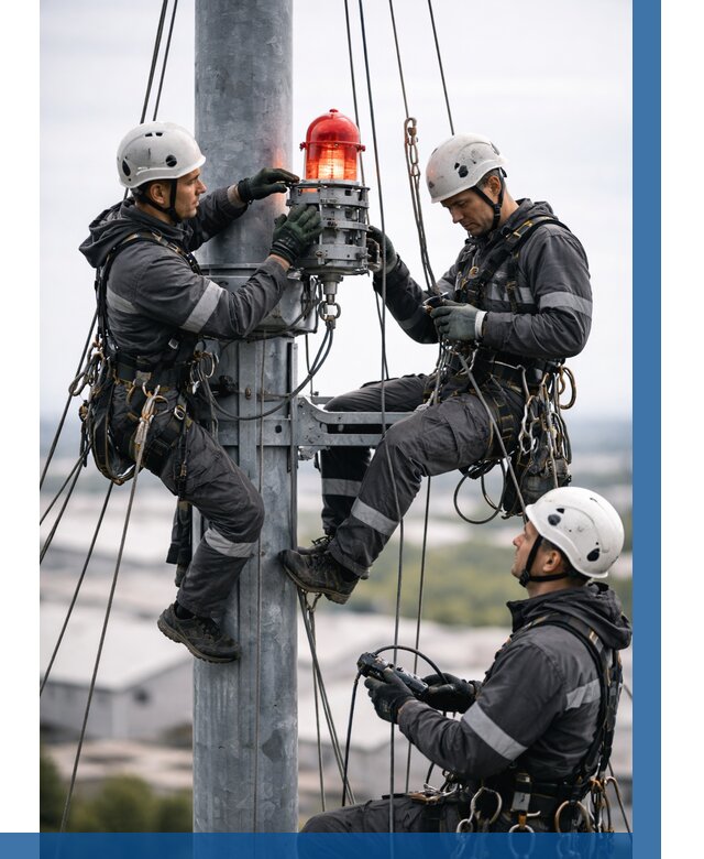 Монтаж заградительных огней в Сатке от 8792 р. | ВЫСОТНИК-Стк