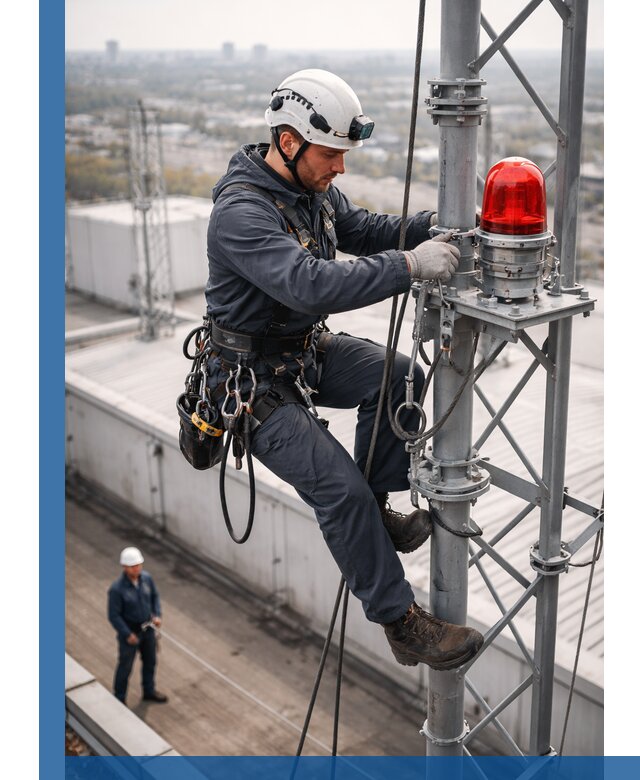 Монтаж заградительных огней и обслуживание объектов в Сатке