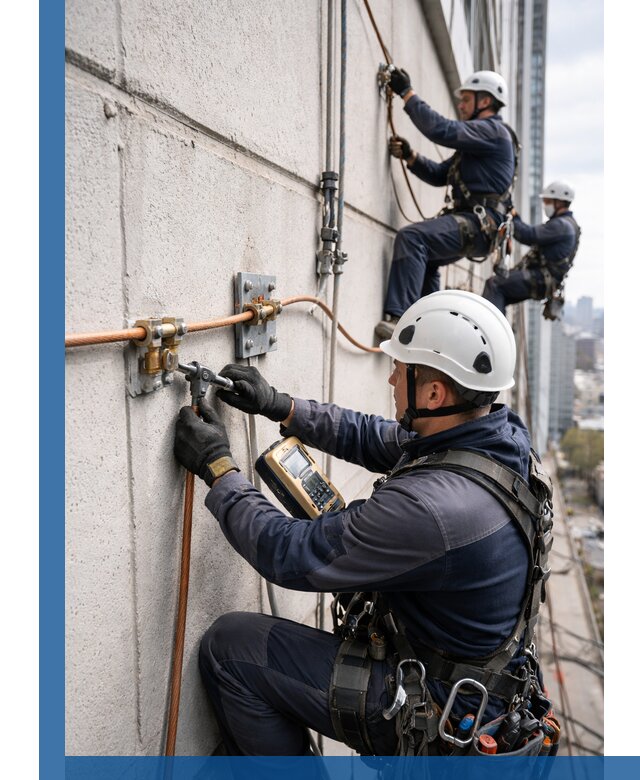 Монтаж системы заземления здания и молниезащиты в Сатке