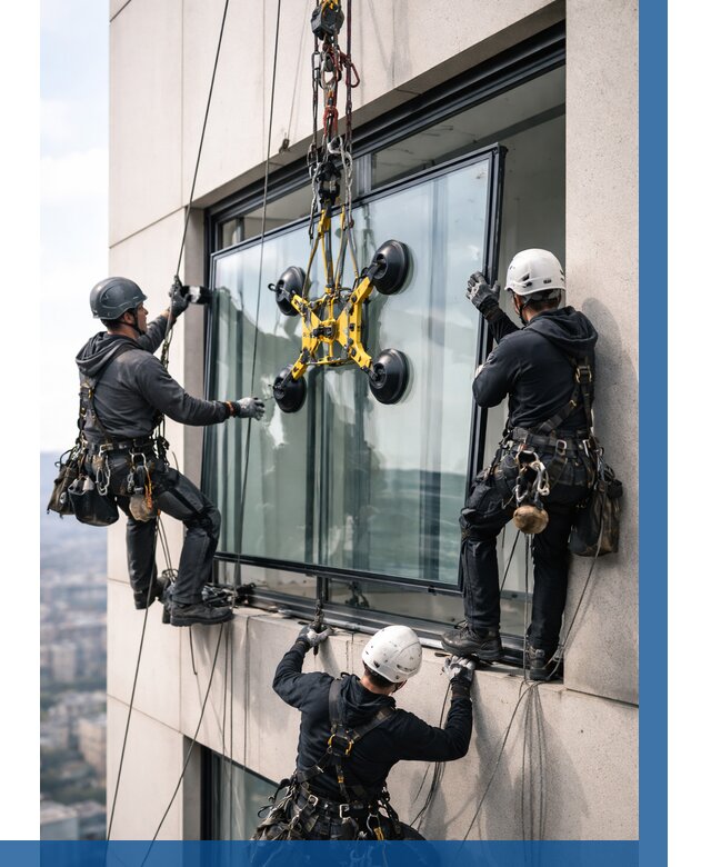 Монтаж стеклопакетов на высоте в Сатке от 3310 р. | ВЫСОТНИК-Стк