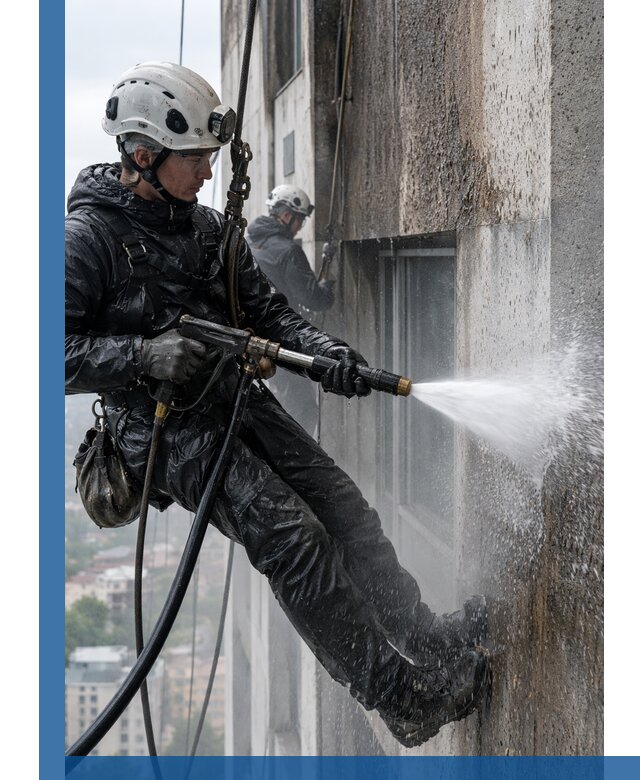 Гидроструйная очистка фасадов и конструкций в Сатке