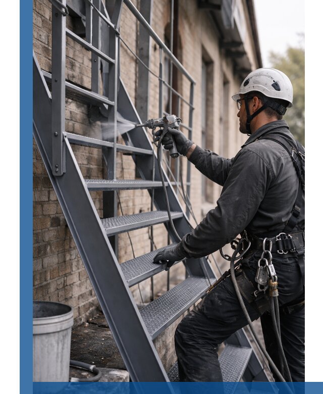 Покраска и антикоррозионная защита пожарных лестниц в Сатке