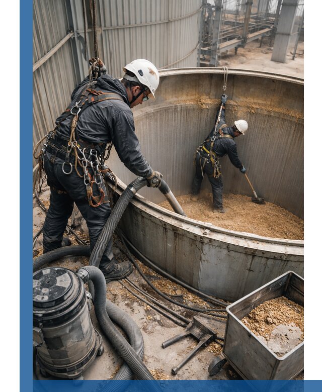 Профессиональная чистка зерновых бункеров в Сатке с выездом